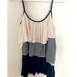Wet Seal Blue And White Layered Ruffled Small Tank